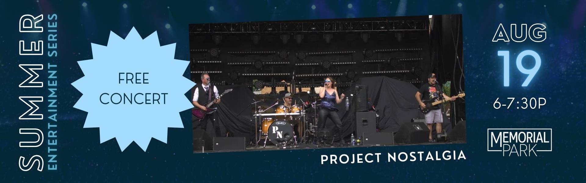 Free concert at Memorial Park featuring Project Nostalgia