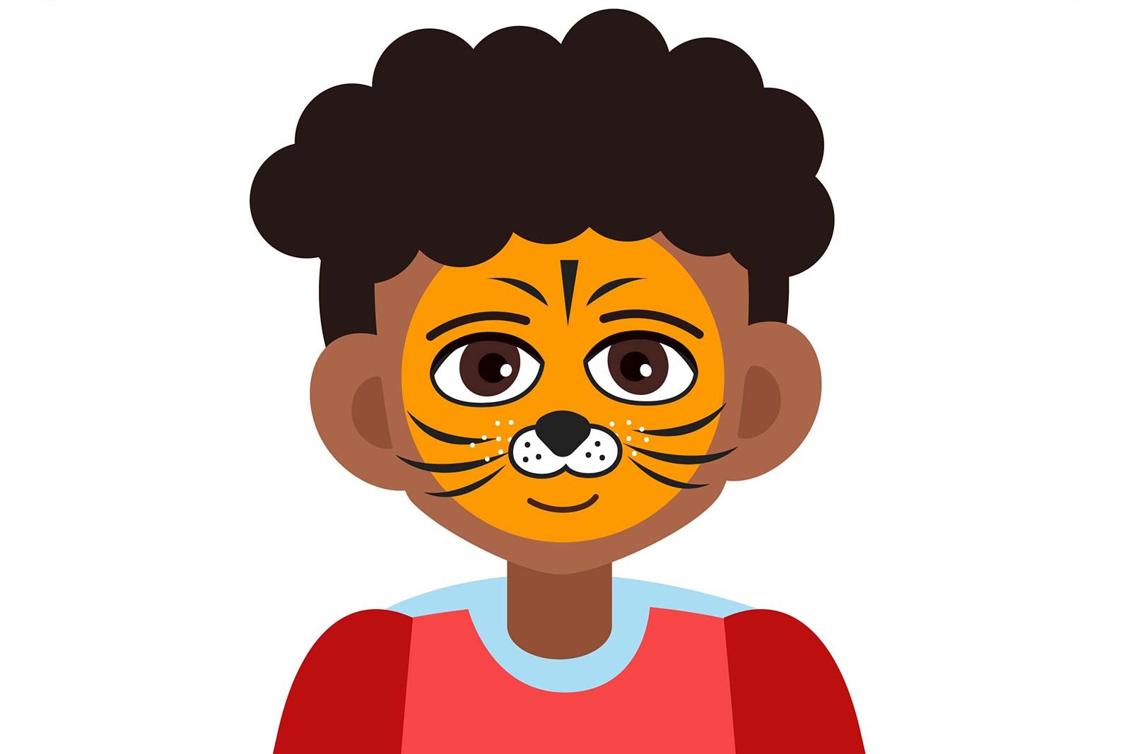 14 child with face painted like a tiger