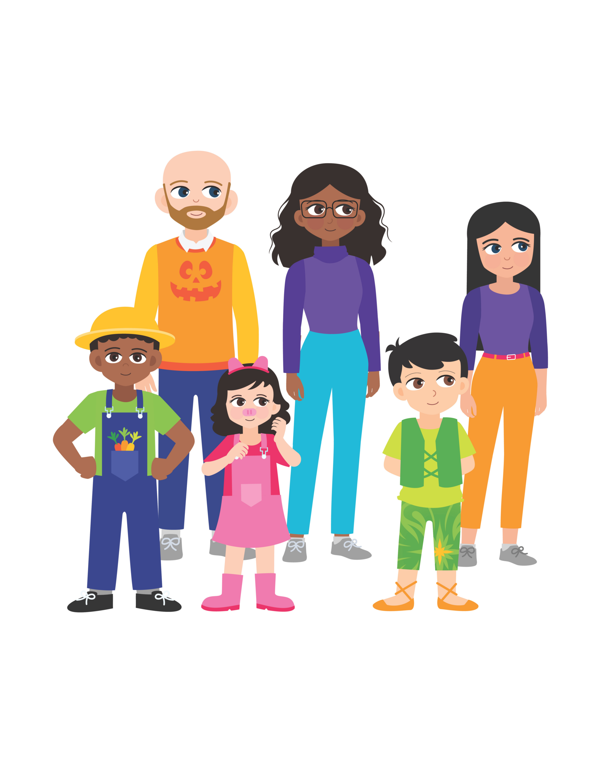 diverse families waiting in line
