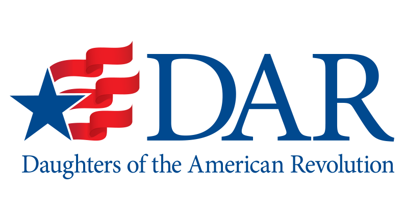 DAR Horz Full Color Blue text Daughters of the American Revolution logo