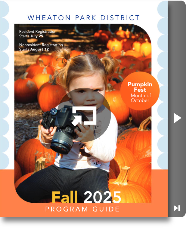 Fall 2025 program guide cover links to view program guide at calameo.com in new window
