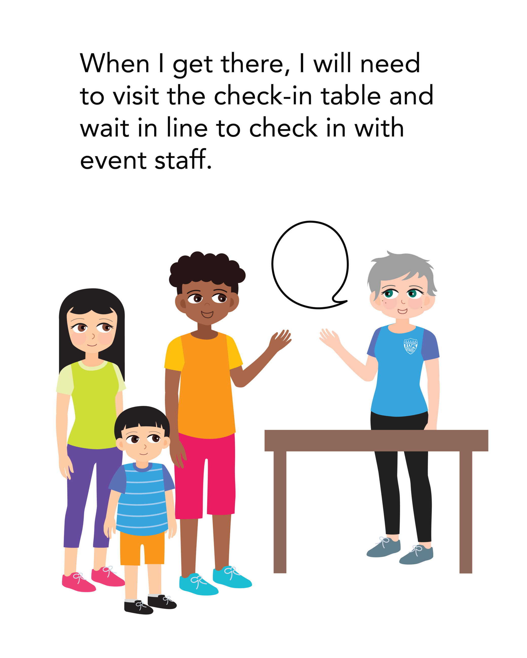 Event staff greeting visitors 