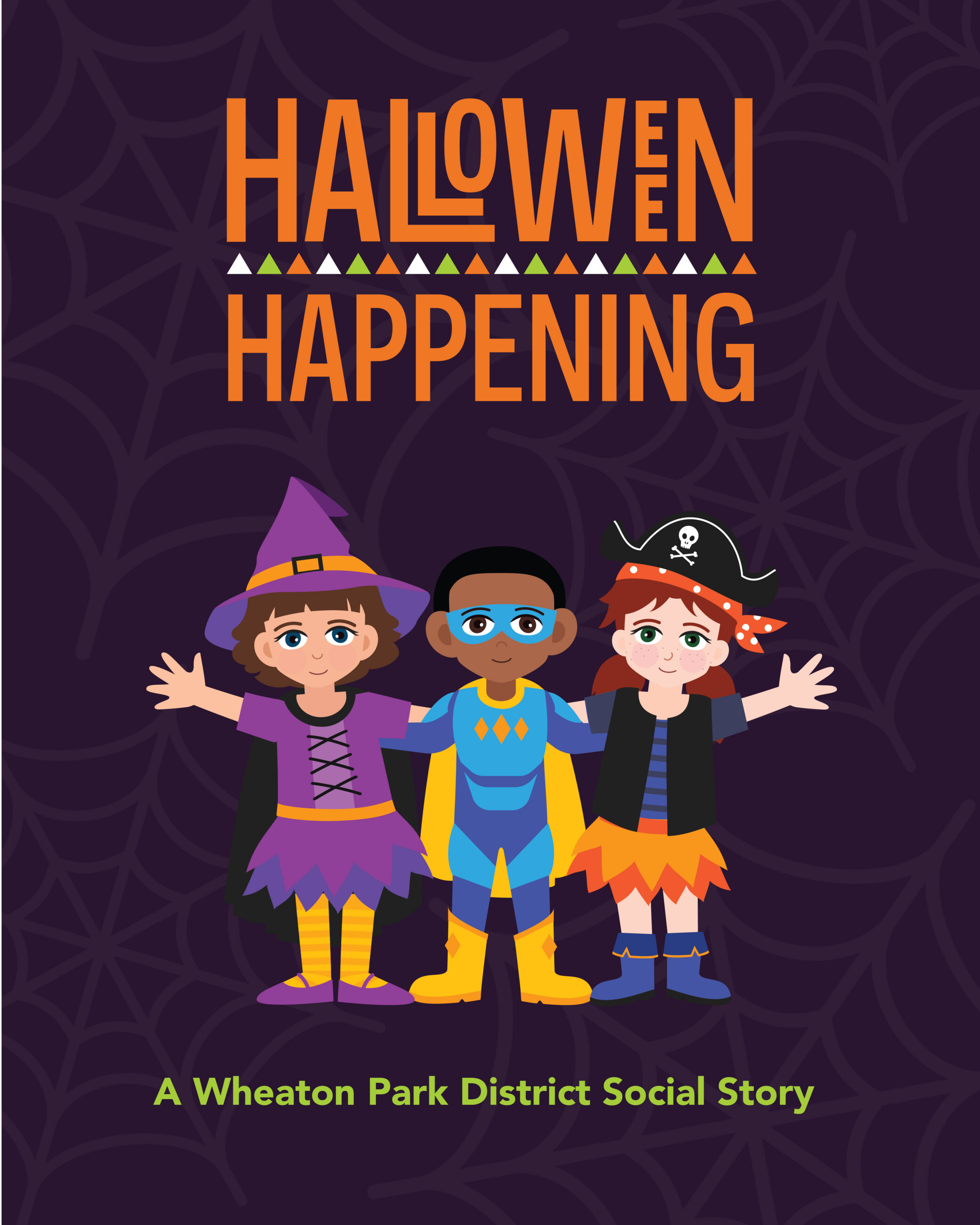 Halloween Happening. Three children in fun costumes.