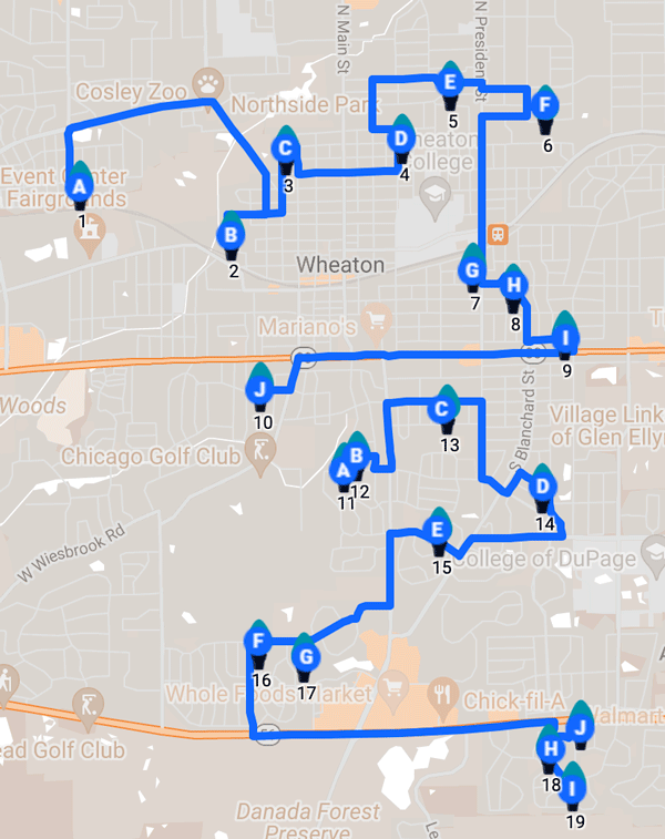 Image of Light Up Wheaton Houses Map links to map on google in a new window. 