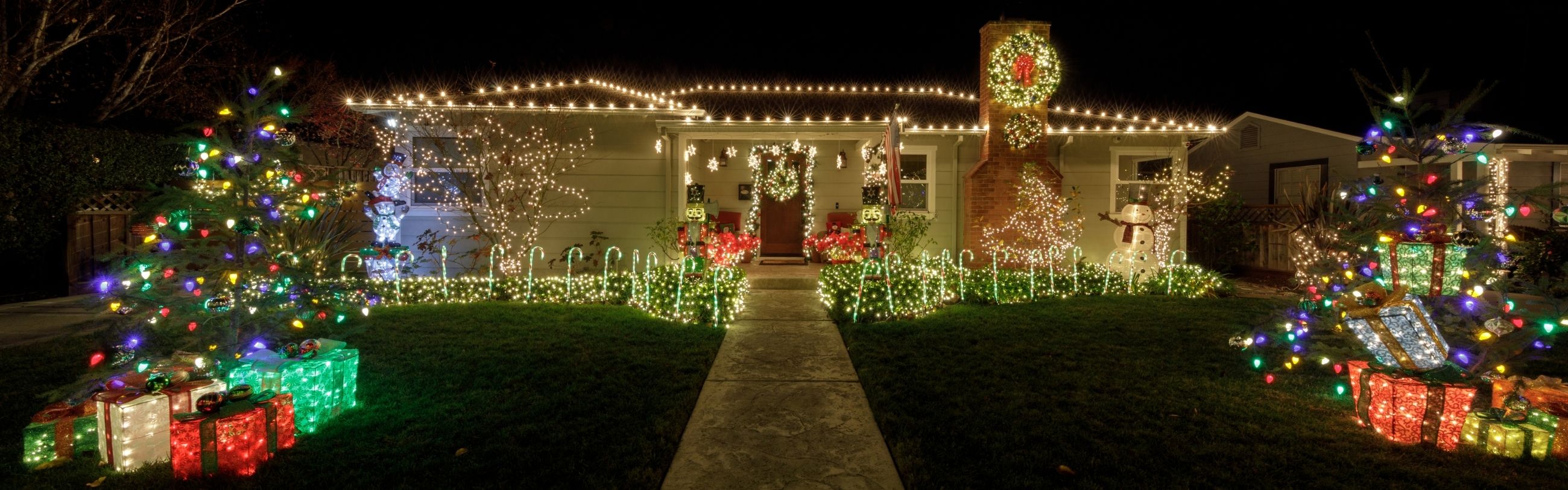Decorated house with Christmas lights