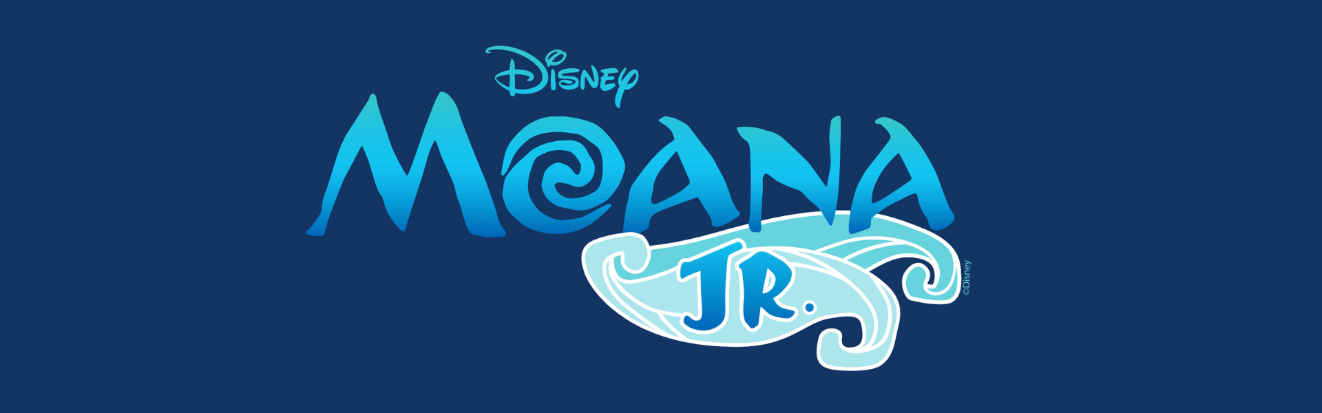 Disney licensed Moana Jr. logo on dark blue background