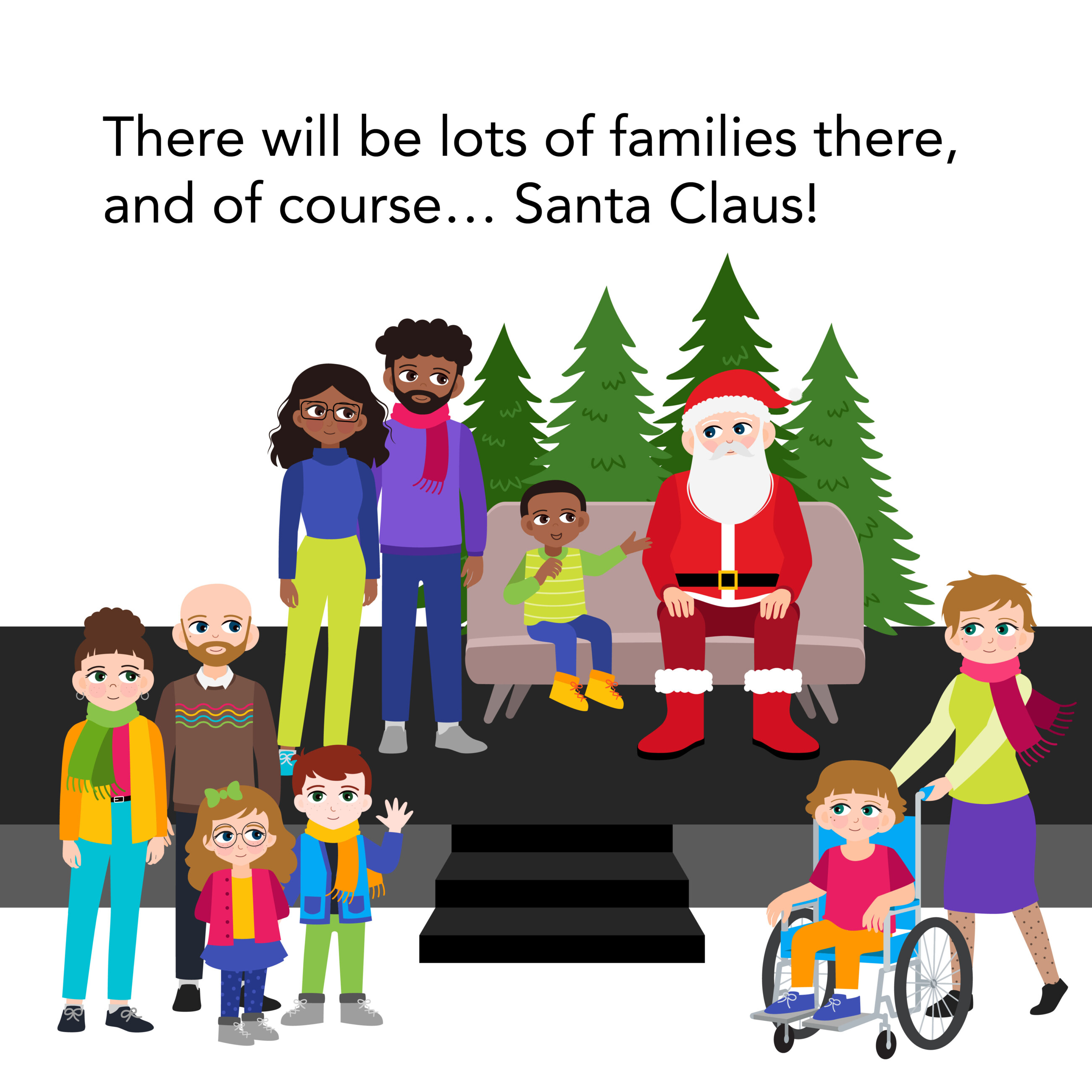 Families gathering to see santa