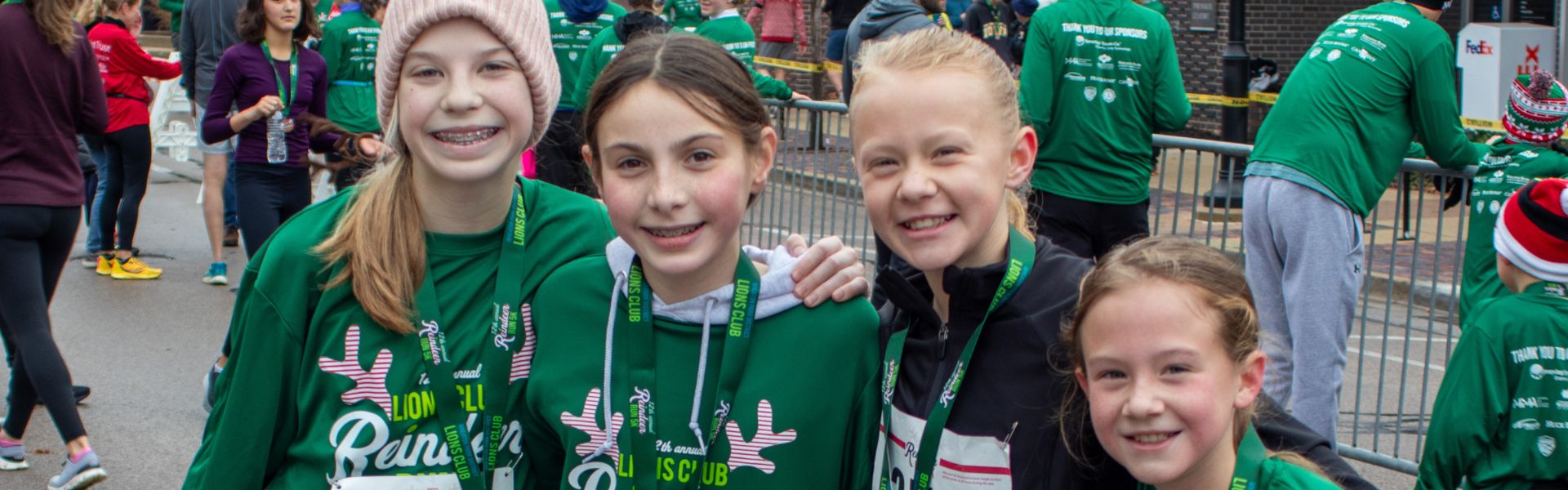 Group of friends attending Reindeer Run event