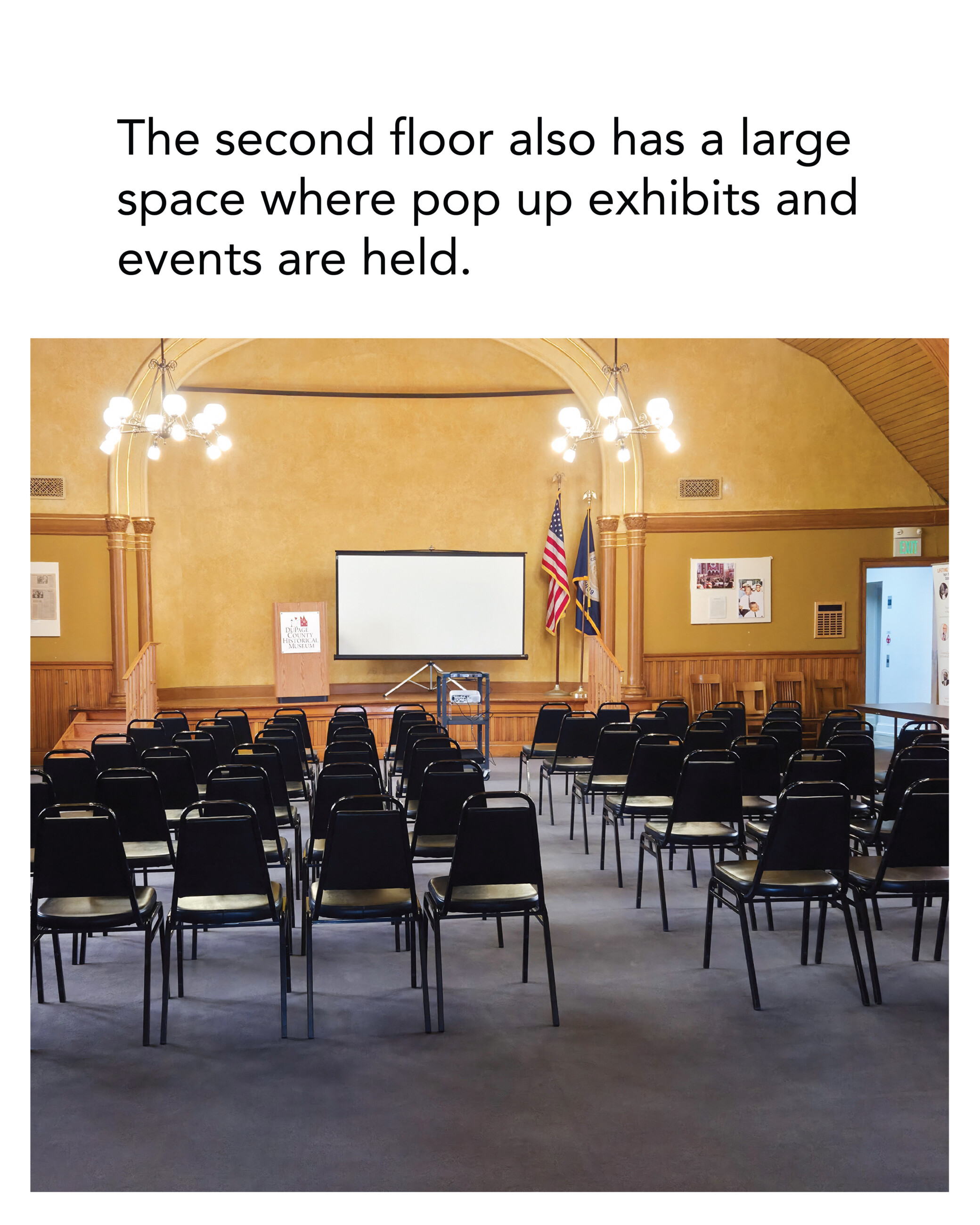 The second floor also has a large space where pop up exhibits and events are held.