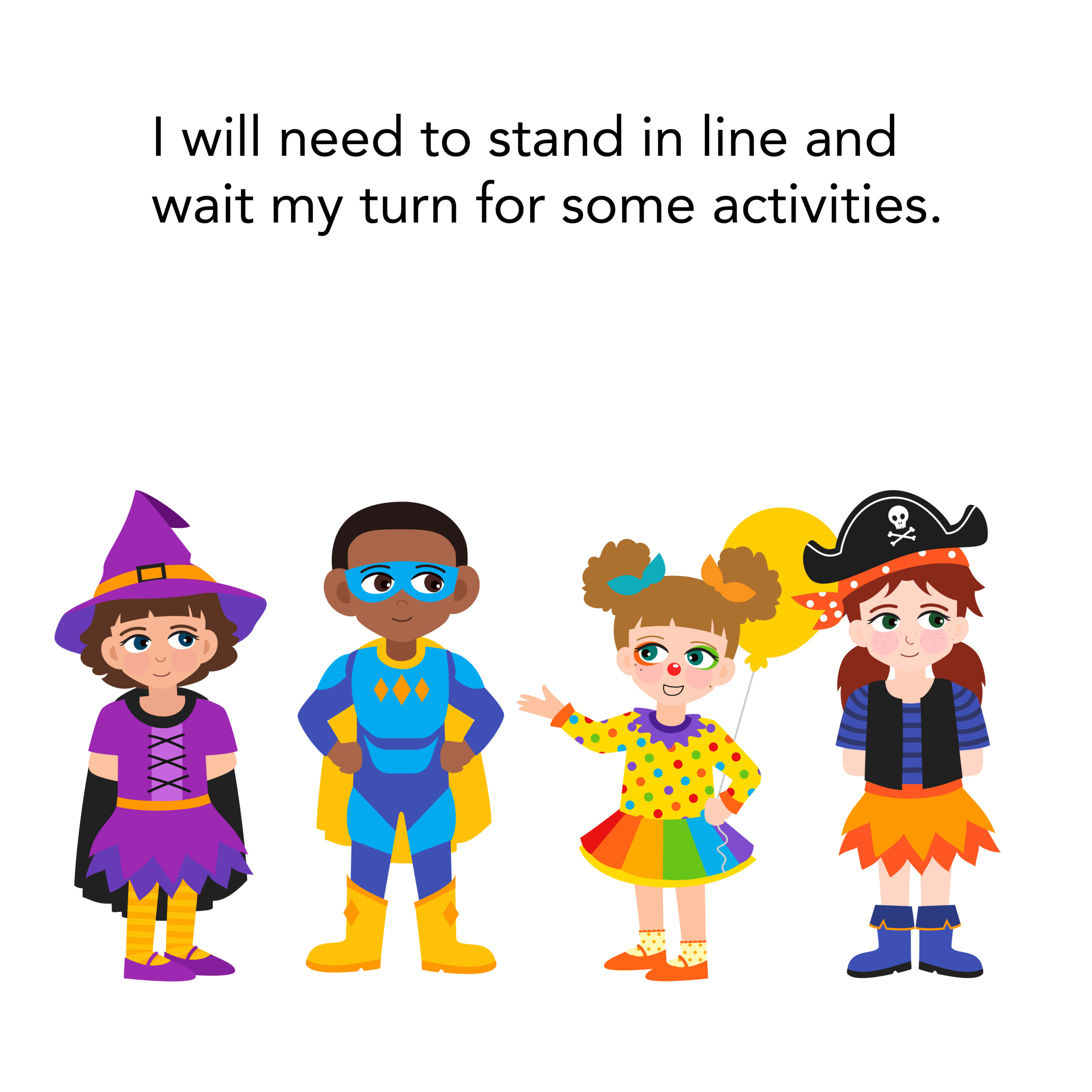 Group of children waiting in line to enjoy their activities