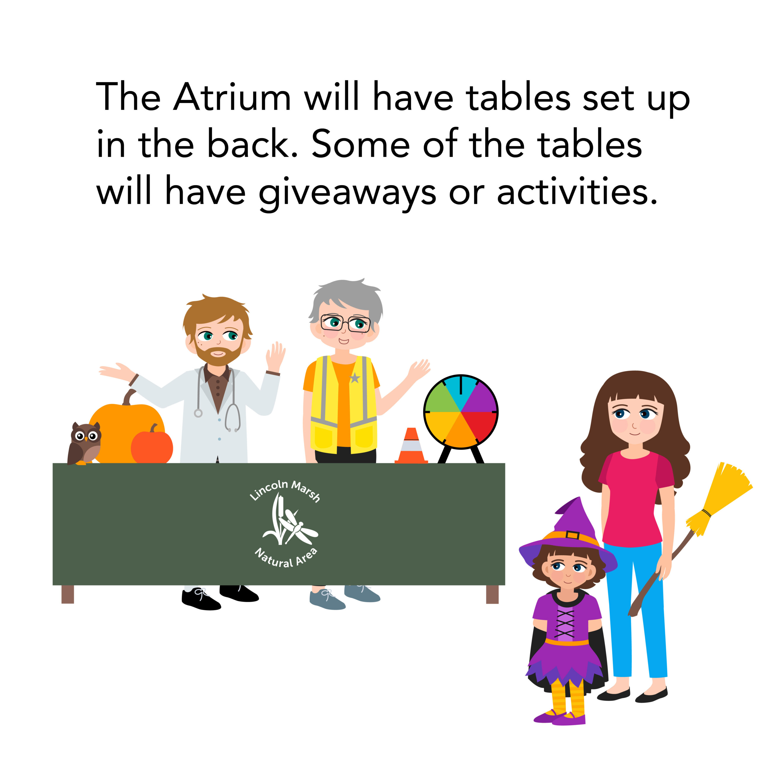 Family visits the giveaway table