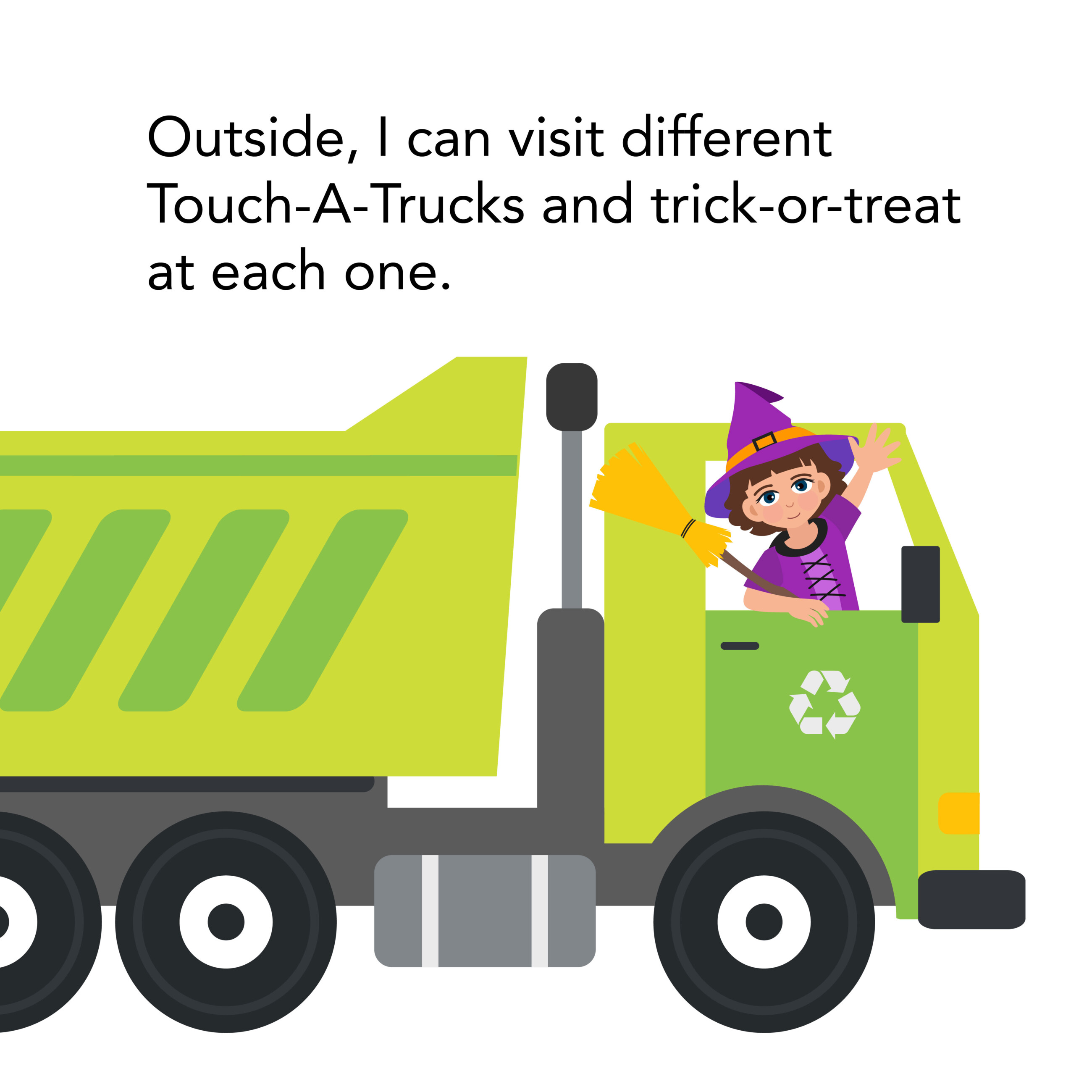 Little girl visiting different touch-a-truck