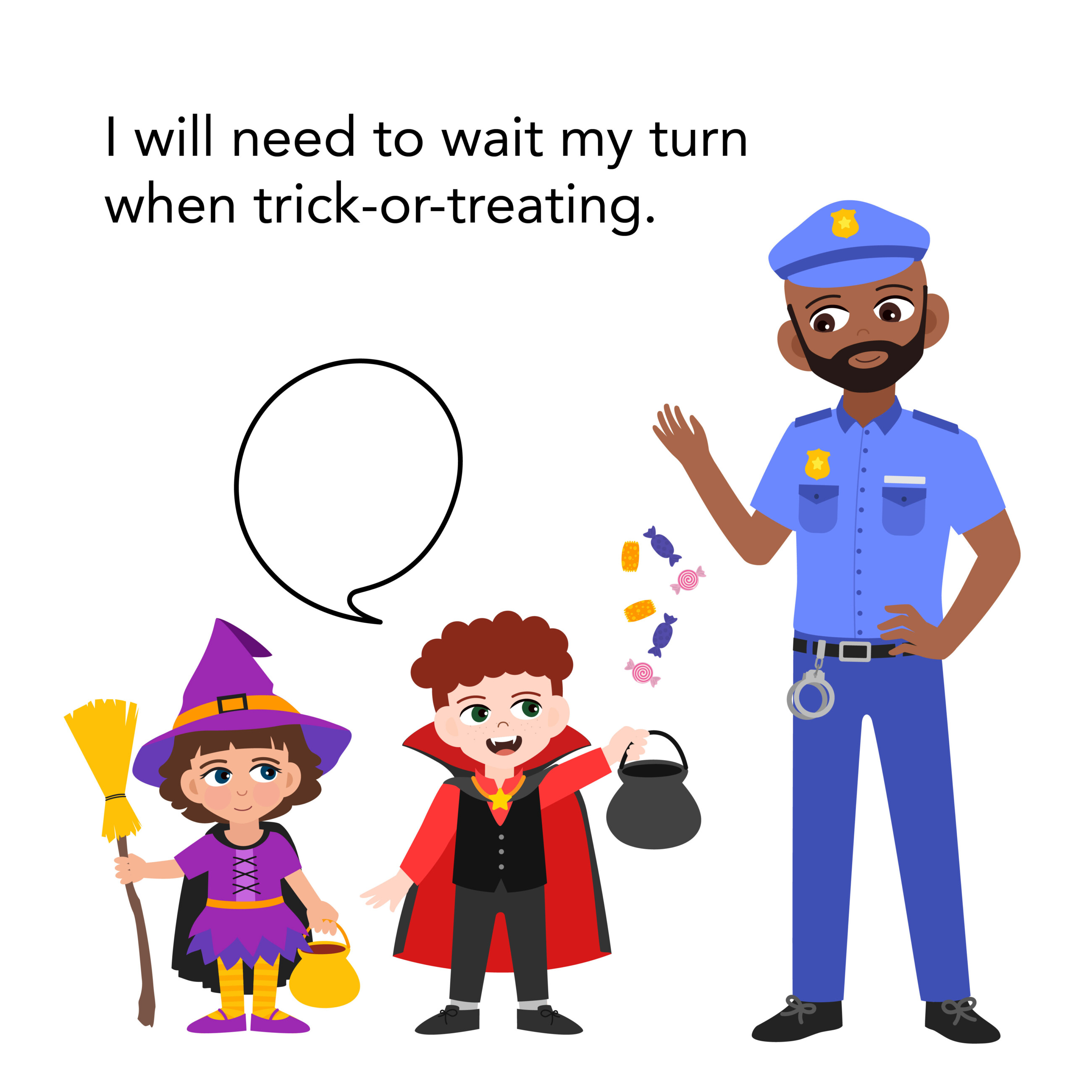 Adult handing out candy to trick-or-treaters