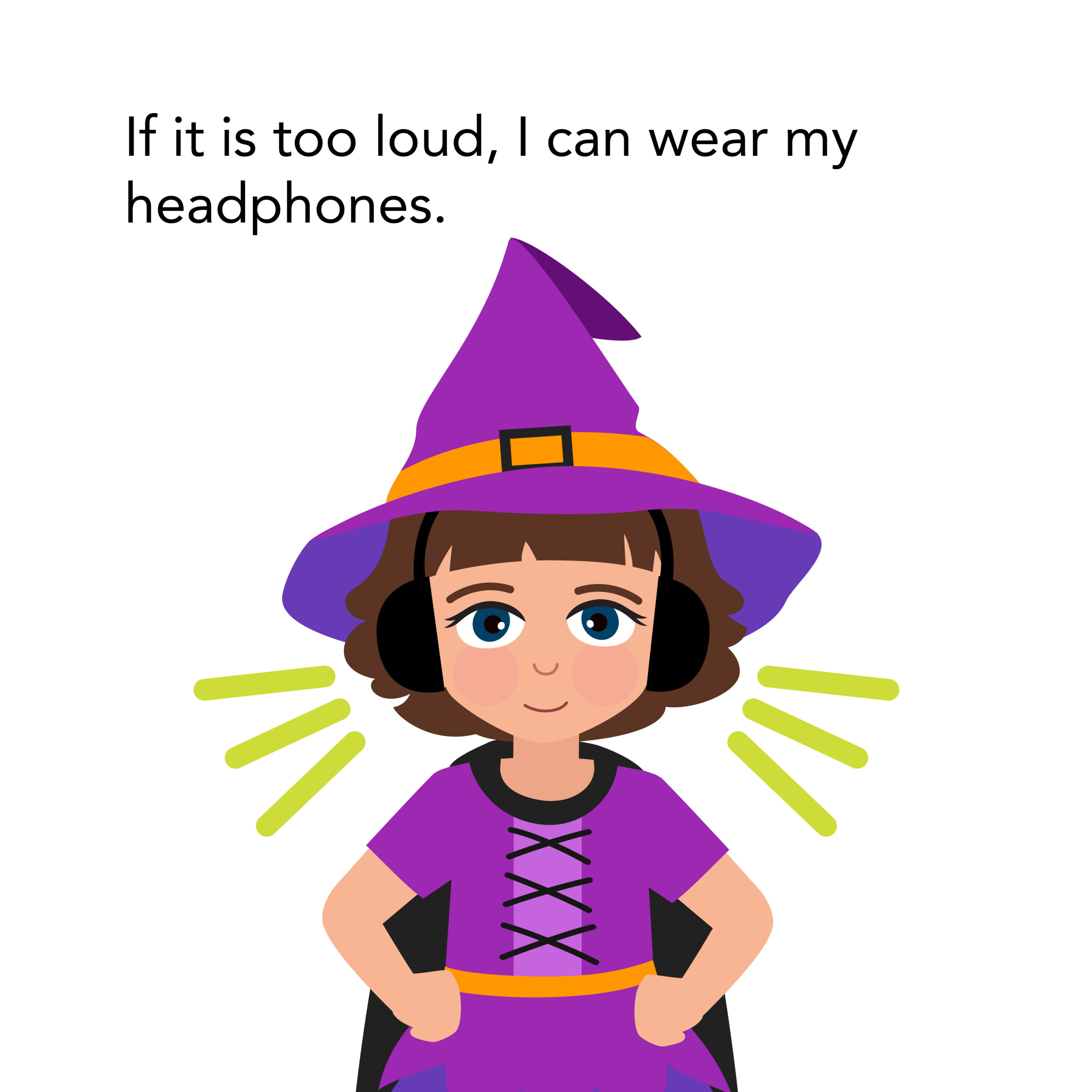 Little girl wears headphones when it is too loud