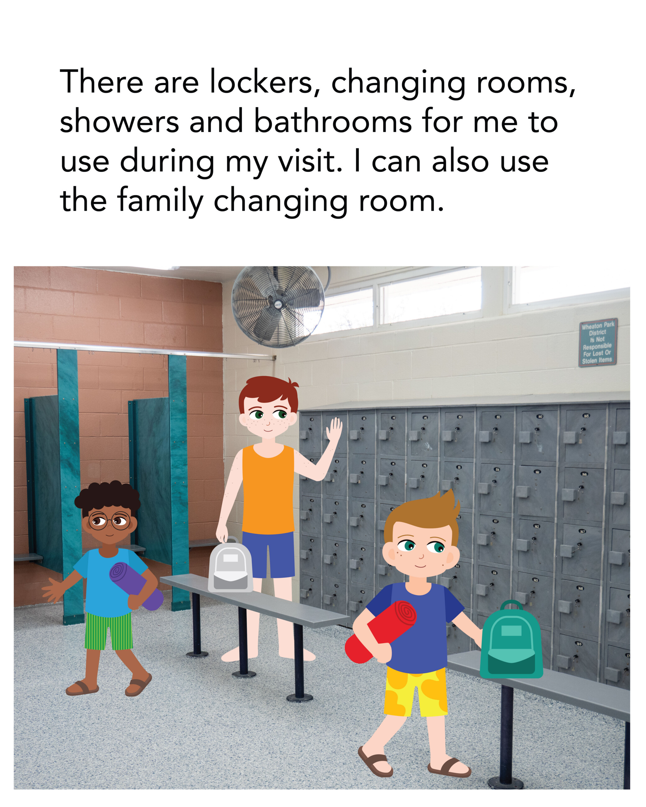 SS Northside Pool_10 there are lockers, changing rooms, showers, and bathrooms for me to use during my visit. I can also use the family changing room.