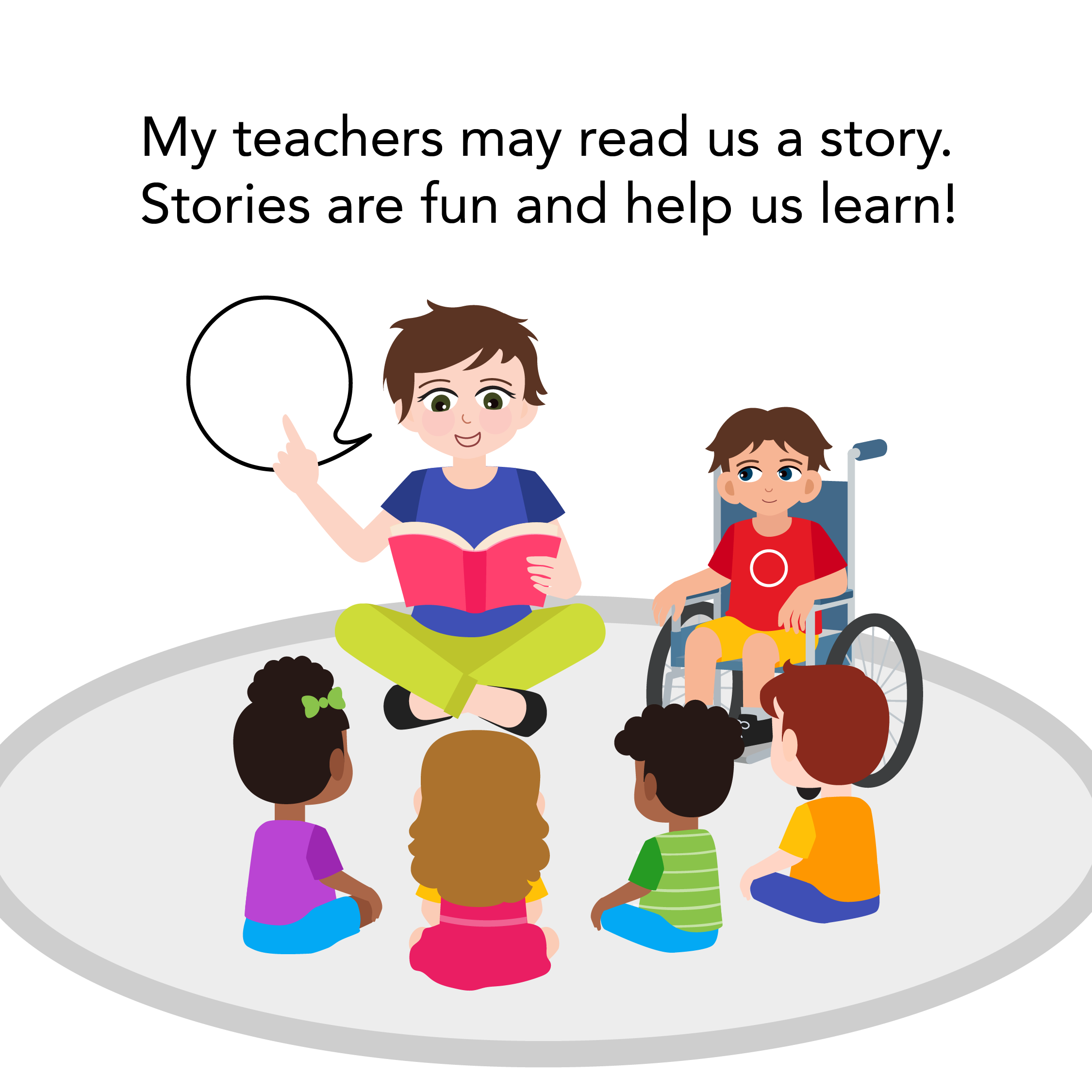 Teacher reads fun stories to children