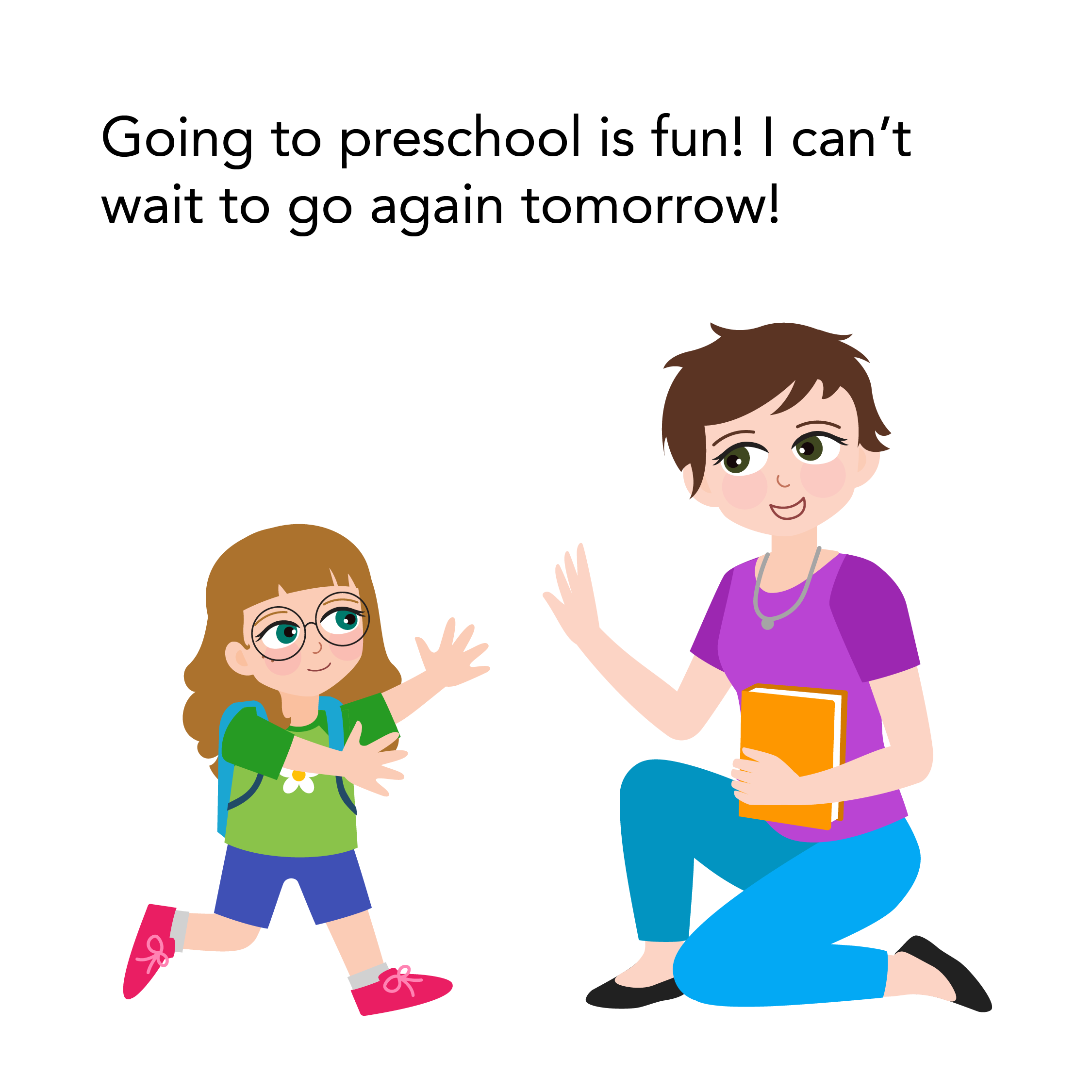 Little girl is excited and cannot wait to go back to preschool again tomorrow 