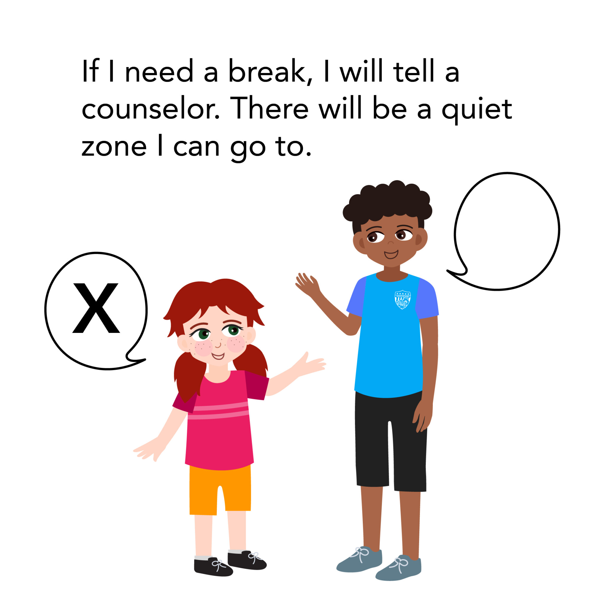 Girl talking with counselor to take a break