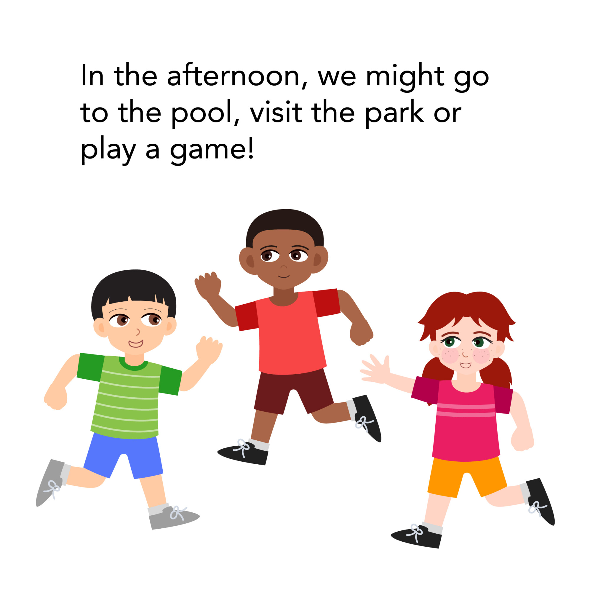 Group of children attending other afternoon activities such as visiting a park, going to the pool or playing a game