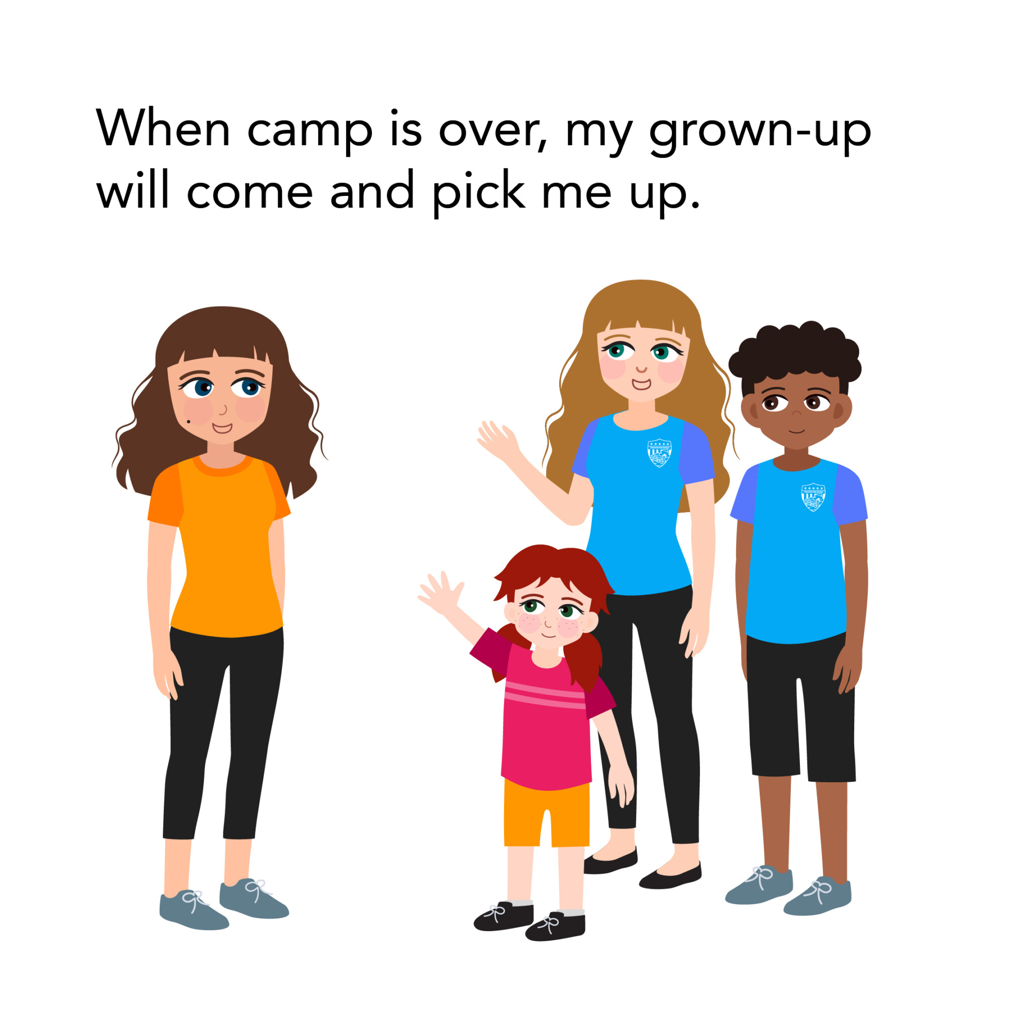 Grown up is picking up their child from camp