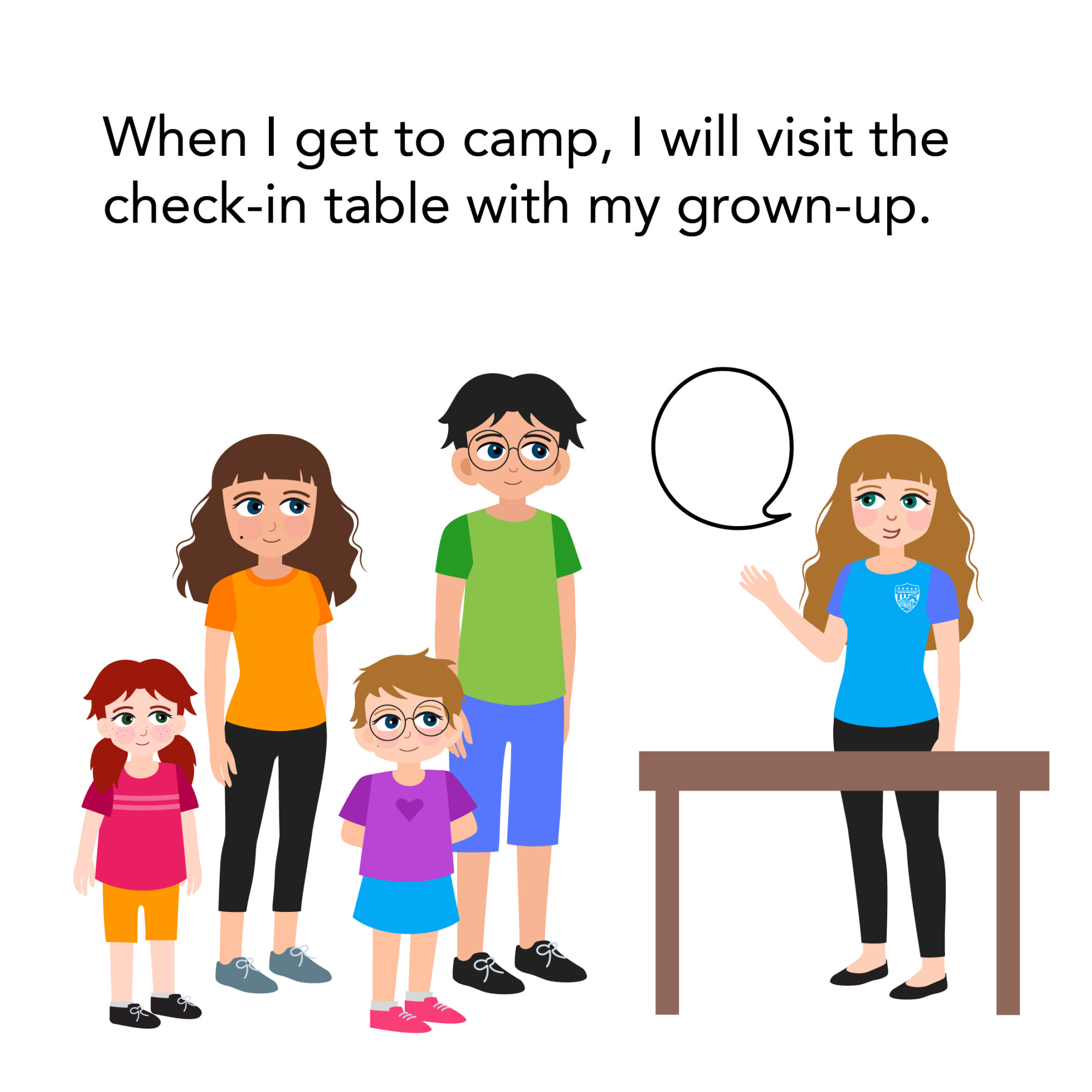Families with children at the check in table