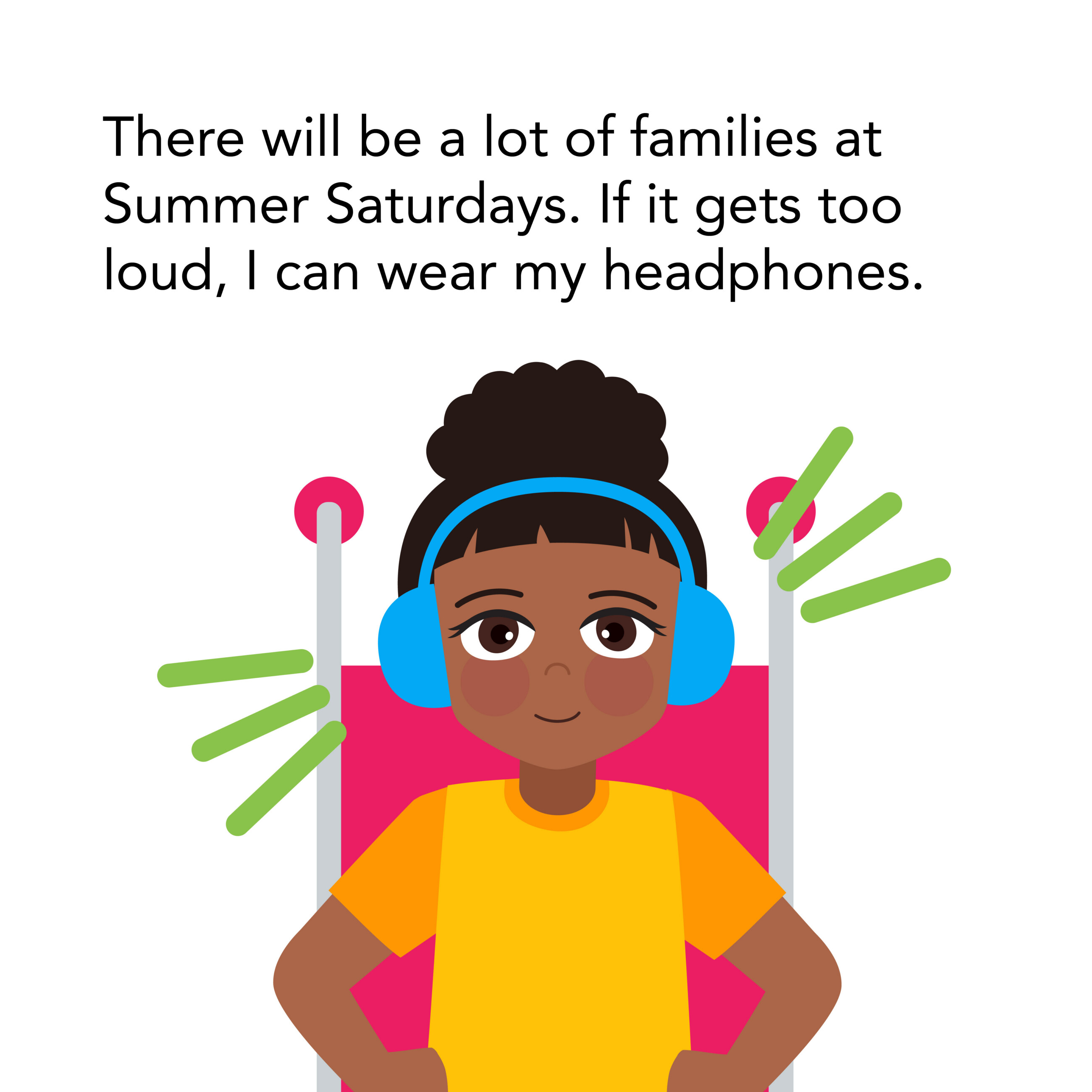 Little girl wearing headphones if it gets too loud