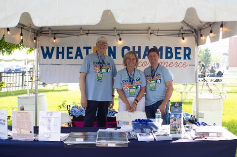 Business Expo Wheaton Chamber tent with representatives and merchandise