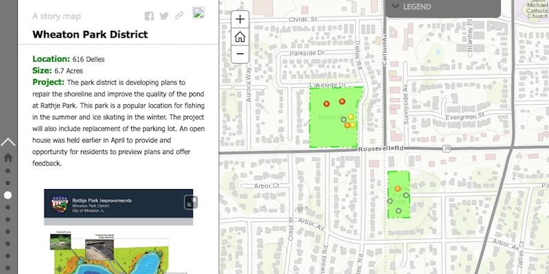 Screen capture image of capital projects and park improvements interactive map that links to interactive map