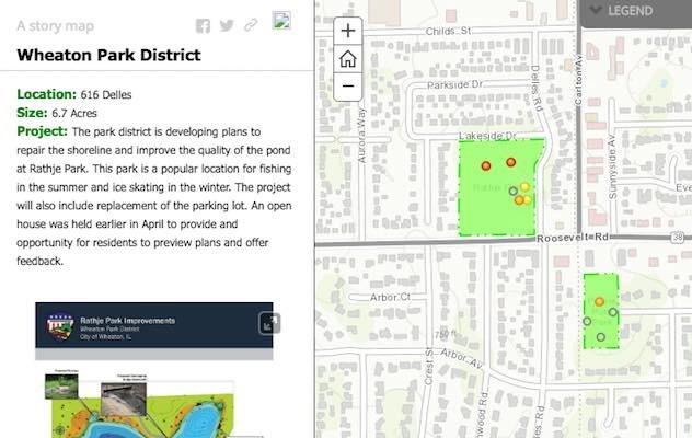 Screen capture image of capital projects and park improvements interactive map that links to interactive map