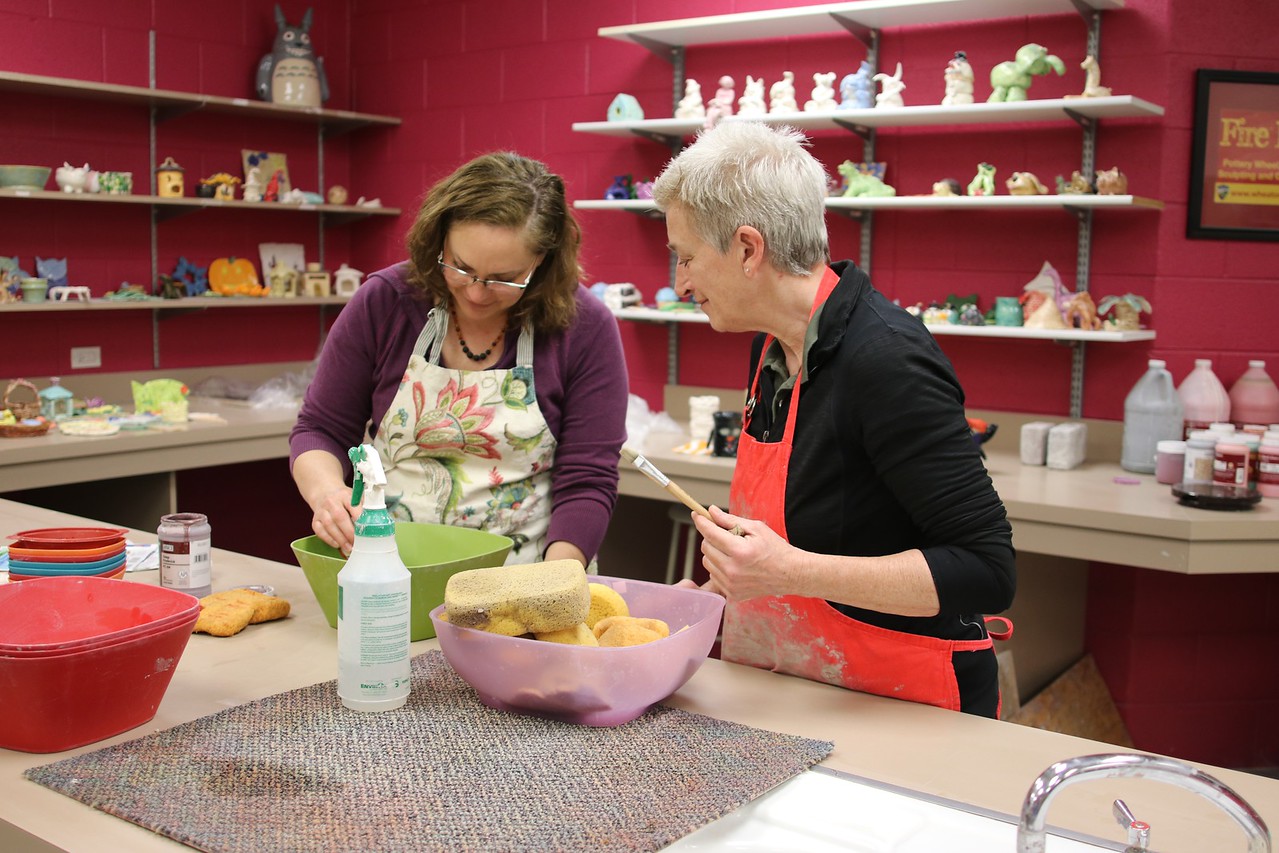 Women making pottery